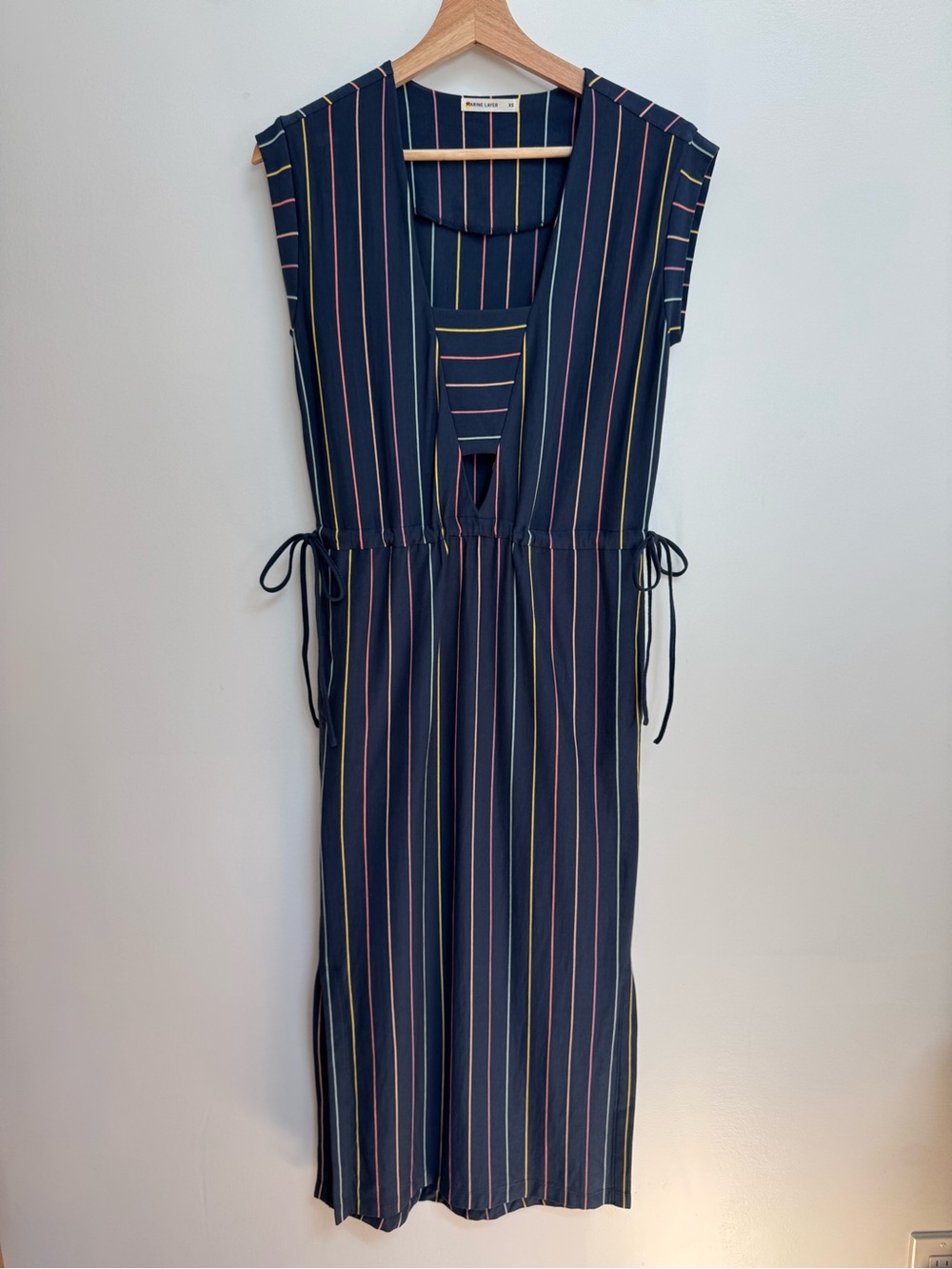 Marine Layer Roxanne Striped Midi Dress Women XS Organic Cotton Modal Blend